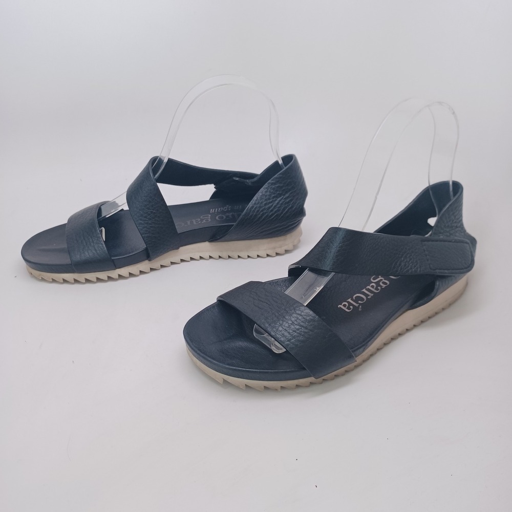 Pedro Garcia Black Pebbled Leather Sandals with White Sole Spain 37.5 Womens - Picture 6 of 12